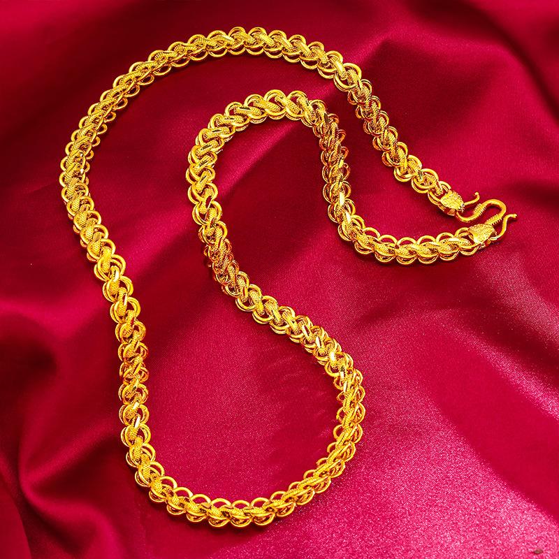 Gold Filled Men's Necklace Thai Chain Ethnic Style Brass Gold-filled Jewelry 12mm bold  necklace men hiphop jewelry (L125) unique design