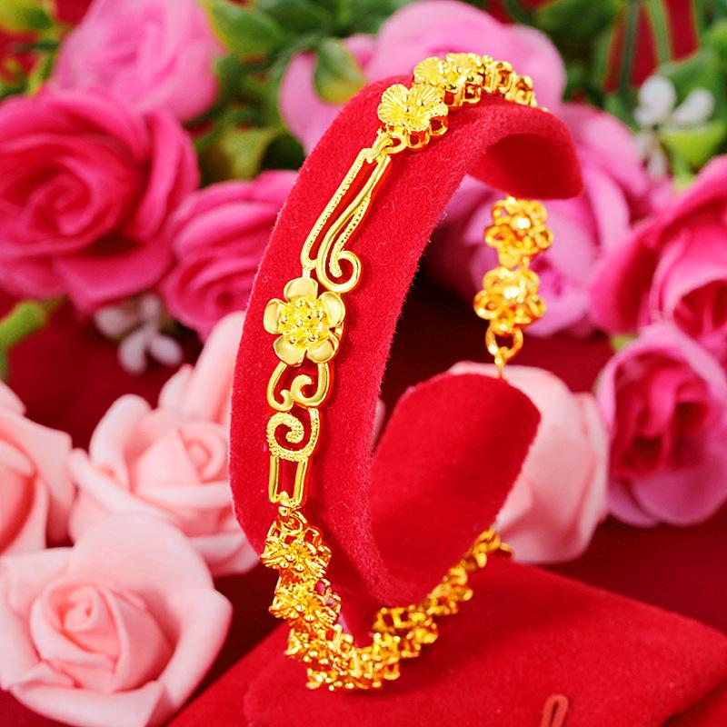 Gold Shop Style Floral Bracelet 24K Gold Filled Women's Fashion Gold-Plated Bracelet Wholesale Source(L021)