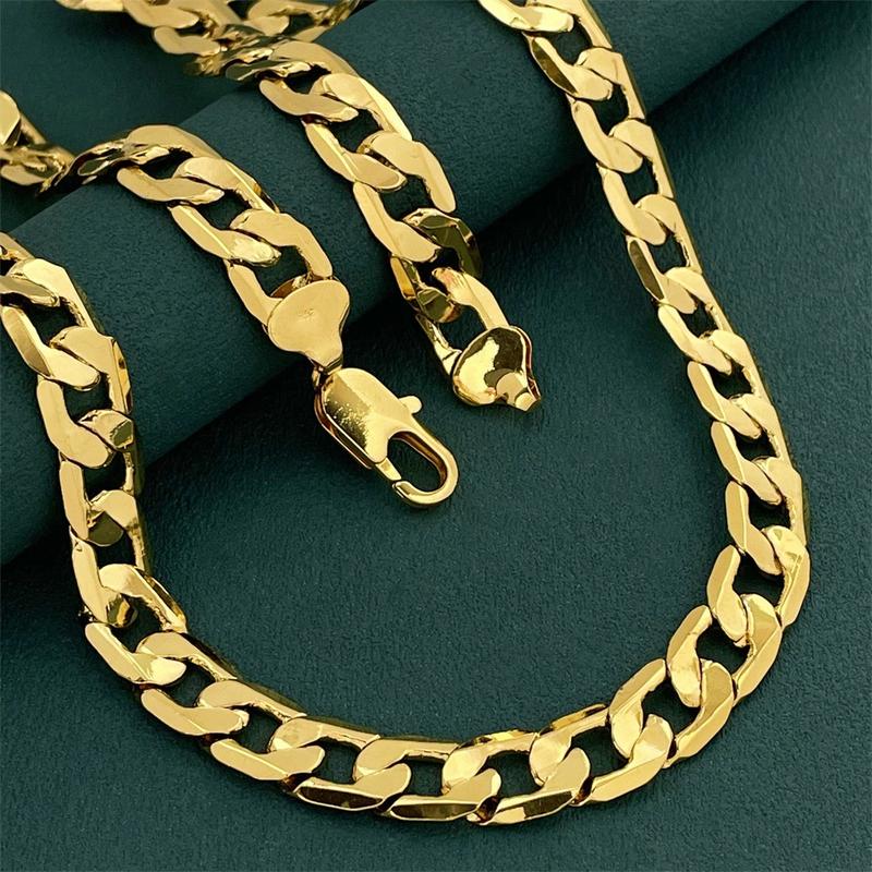 24K Gold Filled Vacuum Electroplating 10MM One-to-One Unisex Necklace Universal Geometric Hot Sale (L083)