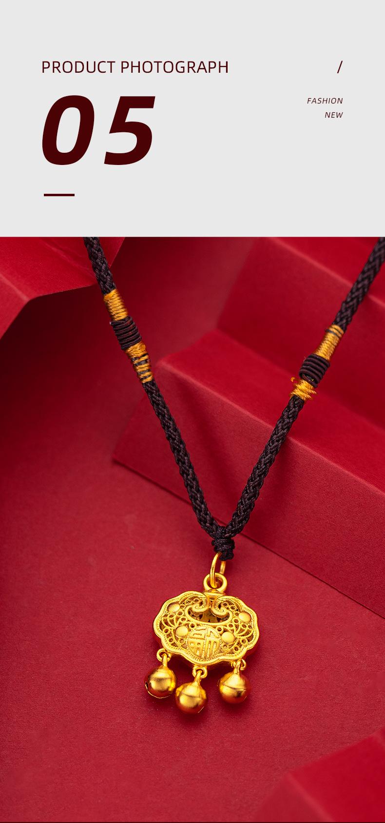 Gold Filled Family Baby Lock Pendant Blessing and Good Luck Large and Small Longevity Lock Jewelry Women's Yuanbao Gold Lock Pendant