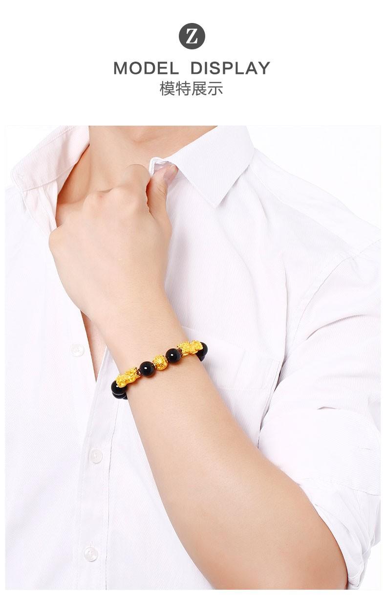 money attraction bracelet Gold Filled Pixiu Bracelet for Men and Women Imitation Gold Pixiu Obsidian Bracelet Copper Material Elegant Design Online Wholesale Women's Jewelry high  appearance  bracelet unique design