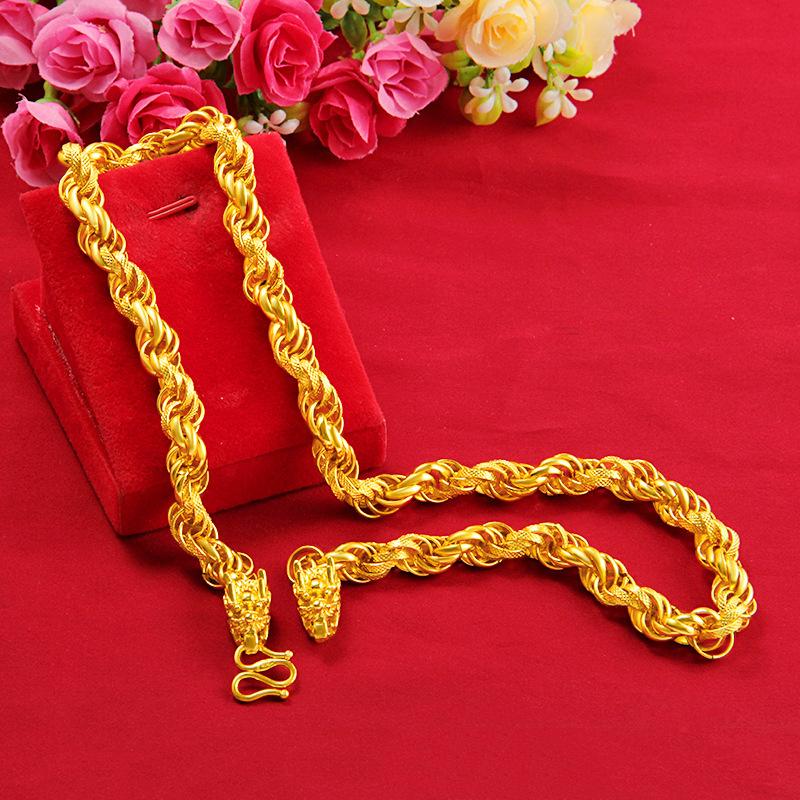 Gold Filled Braided Faucet Necklace for Men Bold Imitation Gold New Vietnamese Sand Gold Necklace Popular E-commerce Item for Men and Women