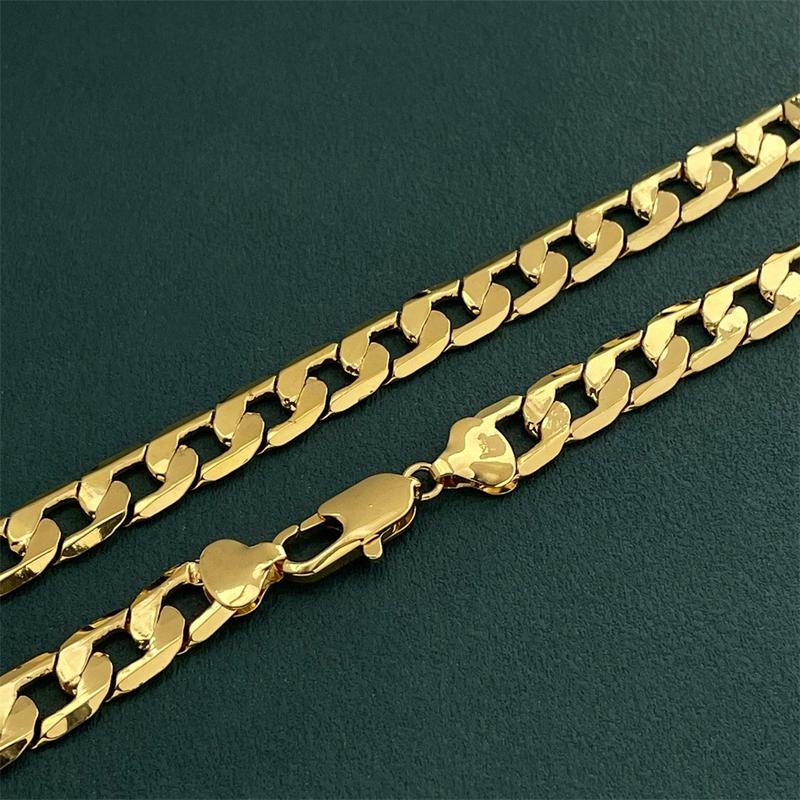 24K Gold Filled Vacuum Electroplating 10MM One-to-One Unisex Necklace Universal Geometric Hot Sale (L083)