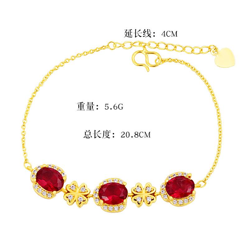 New 18K Gold Filled Topaz Necklace Luxury Water Drop Pear Shape Chain Pendant Jewelry Wholesale with Red Gemstones