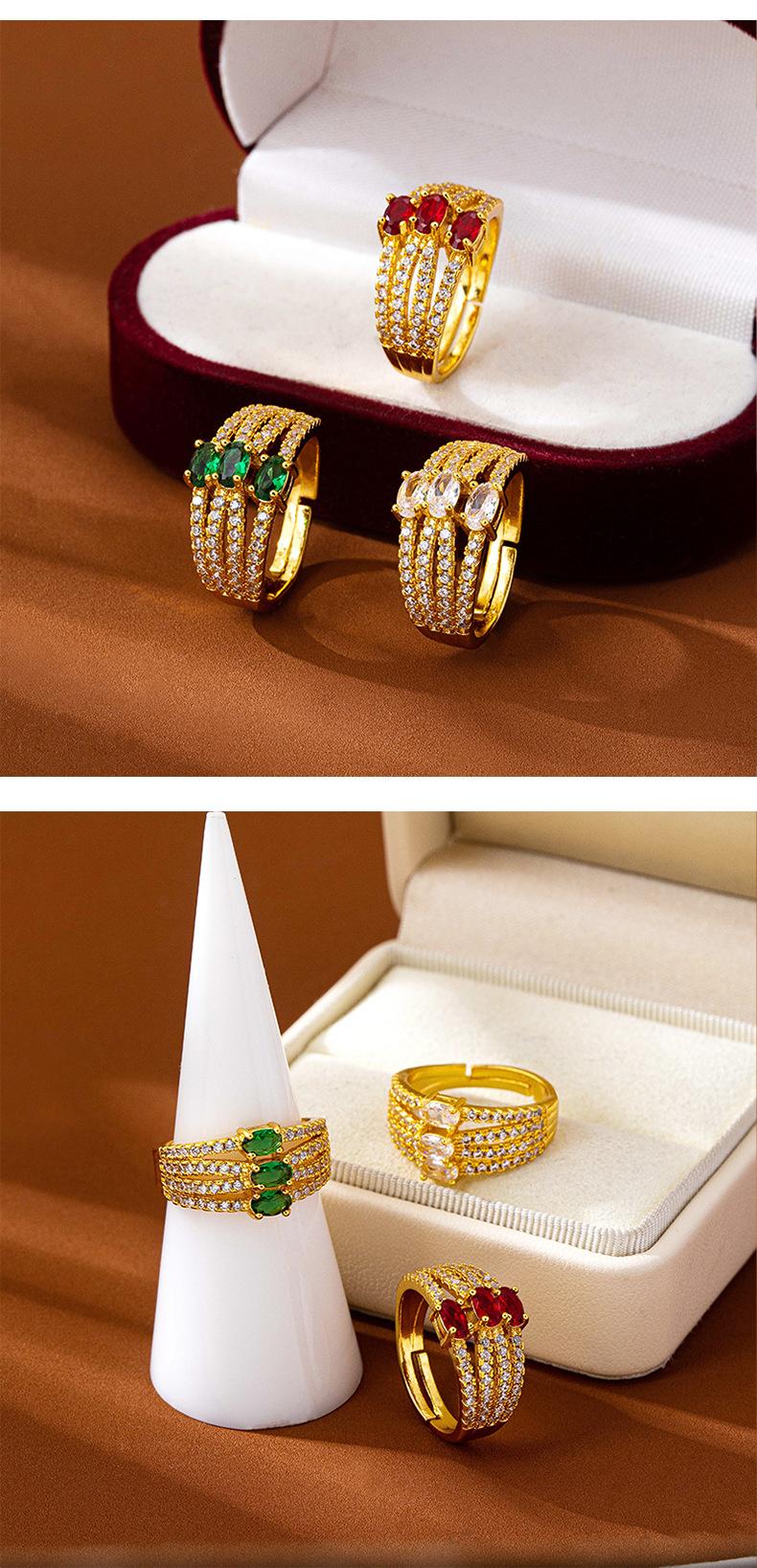 Gold-filled Index Finger Ring Luxurious Design Zircon Inlaid Line Open Ring Female Temperament Long-lasting Color Hand Jewelry dainty ring (L121) high quality fashion jewelry unique design