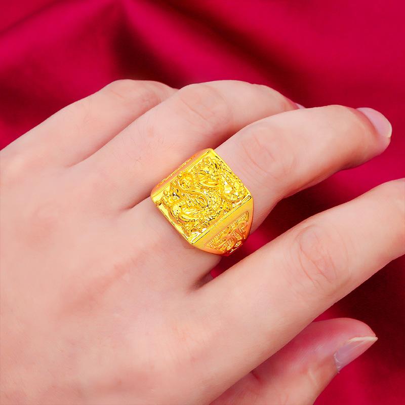 Gold Dragon Ring Embossed Domineering Men's Opening Ring (L066) Brass Electroplated 24K Gold Jewelry Euro Jewelry handmade  wedding  rings