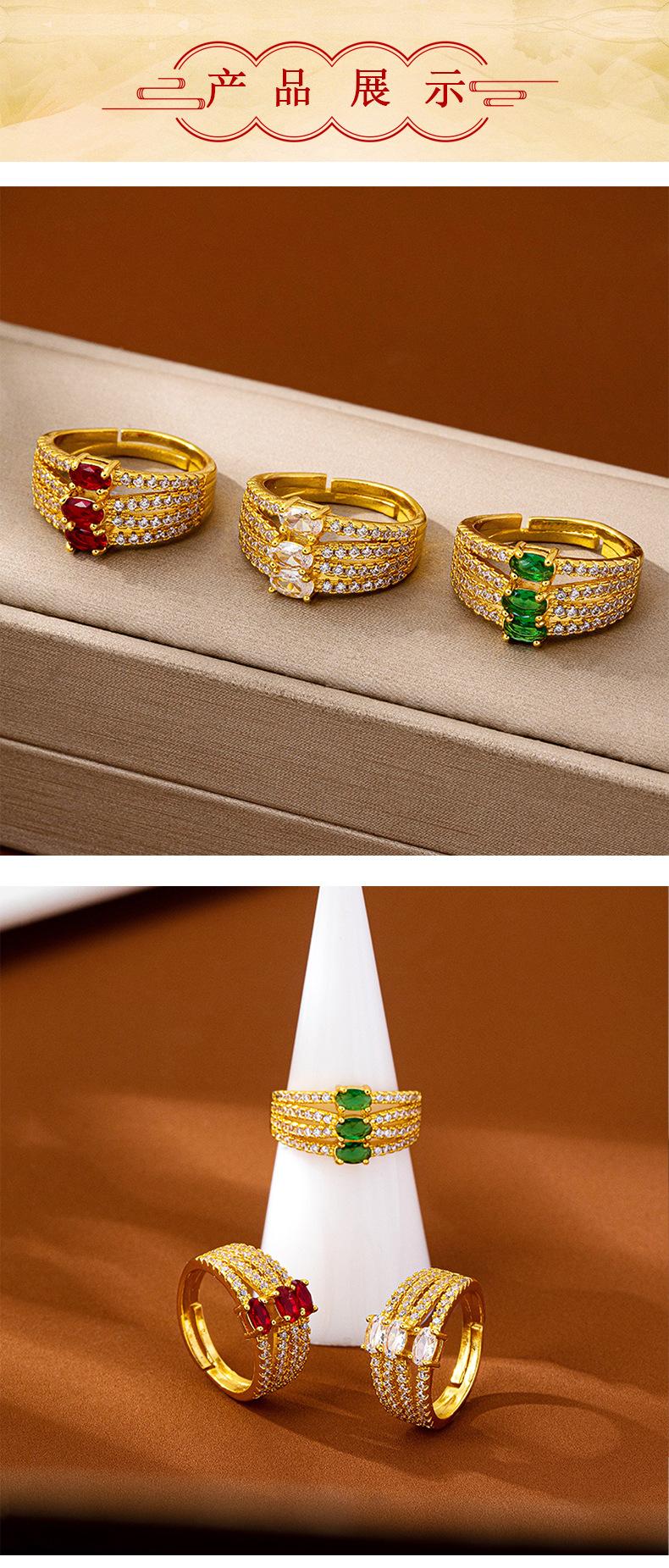 Gold-filled Index Finger Ring Luxurious Design Zircon Inlaid Line Open Ring Female Temperament Long-lasting Color Hand Jewelry dainty ring (L121) high quality fashion jewelry unique design