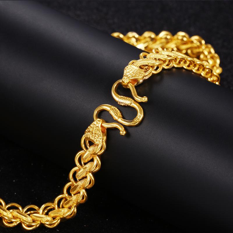 Large Thai Chain 24K Gold Filled Imitation Gold Domineering Thai Necklace 10m15m20m Fashion All-Matching Jewelry