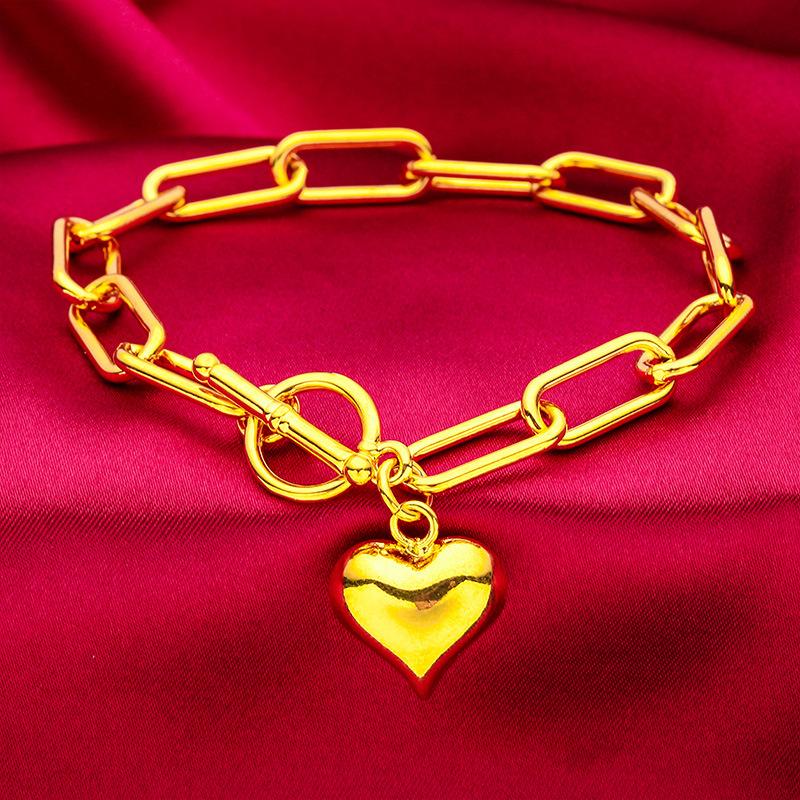 24K Gold Filled Women's Fashion Heart Bracelet (L063) Jewelry Wholesale Factory Live Streaming Dropshipping Elegant Design unique design