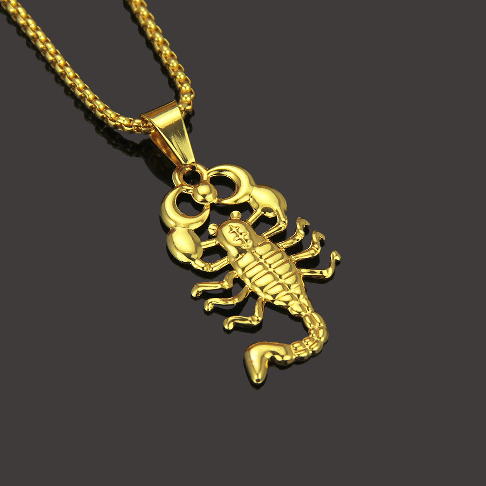 Hip-Hop Exaggerated Jewelry 18K Gold Smooth Scorpion Pendant Necklace Men's Rock Rap Pendant Women's Rock Rap Pendant Scorpion
