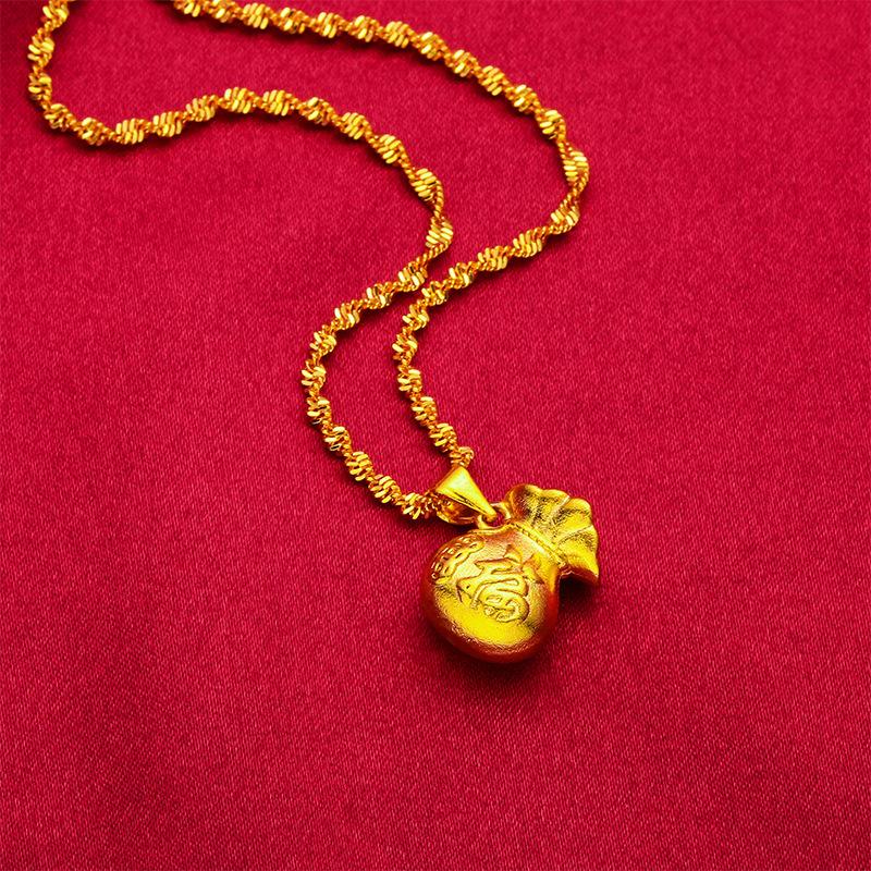 24K Gold filled Lucky money Bag Pendant Lucky Bag Internet Celebrity Live Money Bag Jewelry for Women Sand Gold filled Money Bag Flower Pendant arpurraina money attraction bracelet (L117) daily gift mom ever book necklace unique design