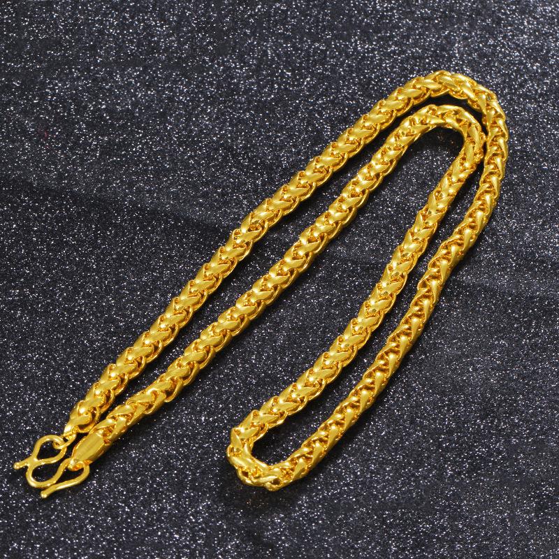 24K Gold Filled High Imitation Gold Braided Horsewhip Necklace Vietnam Gold Plated Alloy Chain 60CM Length Wholesale Jewelry 6mm wigth (L127) Vintage Cross Pendant with Rotatable Crown evry jewel gold unique design