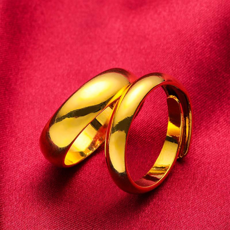 Gold Filled Open-Mouth Glossy Ring Men and Women Can Wear Gold Filled Couple Rings Couple Vietnam Placer Gold Ornament