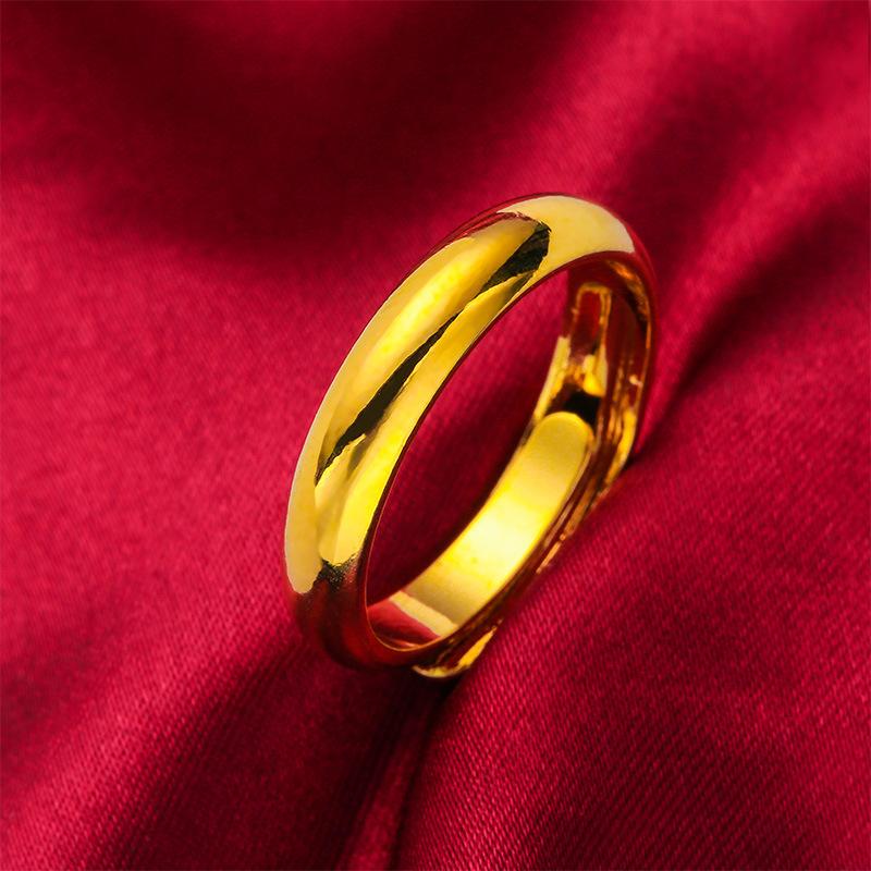 Gold Filled Open-Mouth Glossy Ring Men and Women Can Wear Gold Filled Couple Rings Couple Vietnam Placer Gold Ornament