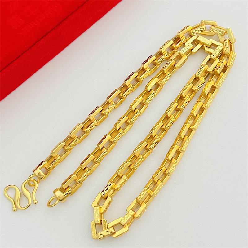 Jewelry 24K Gold Filled Jewelry Kajia Sifang Men's and Women's Necklace Ring Buckle Chain Fashion Accessories One Piece Dropshipping