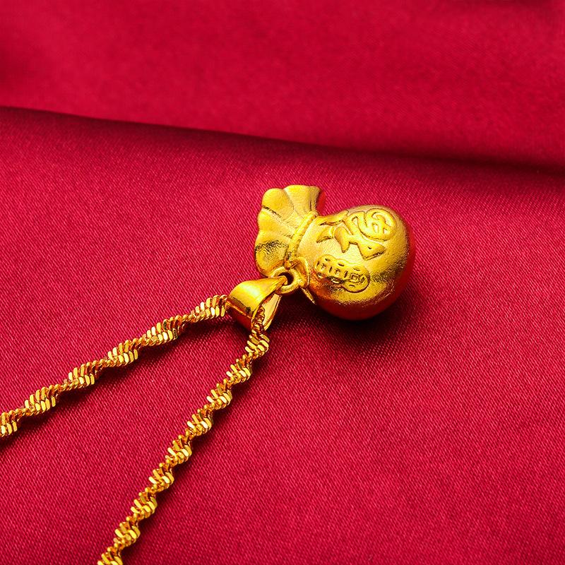 24K Gold filled Lucky money Bag Pendant Lucky Bag Internet Celebrity Live Money Bag Jewelry for Women Sand Gold filled Money Bag Flower Pendant arpurraina money attraction bracelet (L117) daily gift mom ever book necklace unique design