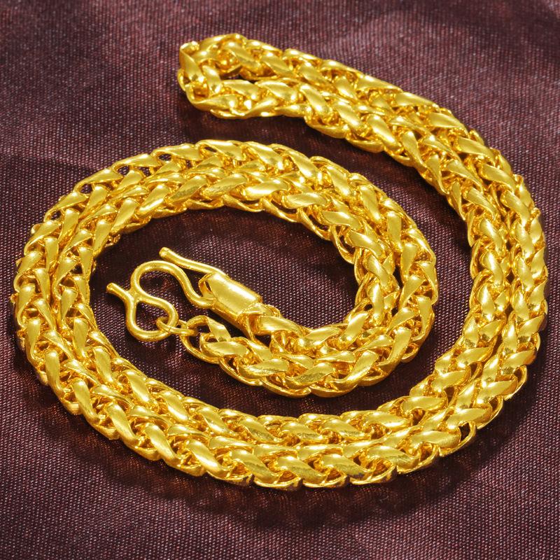 24K Gold Filled High Imitation Gold Braided Horsewhip Necklace Vietnam Gold Plated Alloy Chain 60CM Length Wholesale Jewelry 6mm wigth (L127) Vintage Cross Pendant with Rotatable Crown evry jewel gold unique design