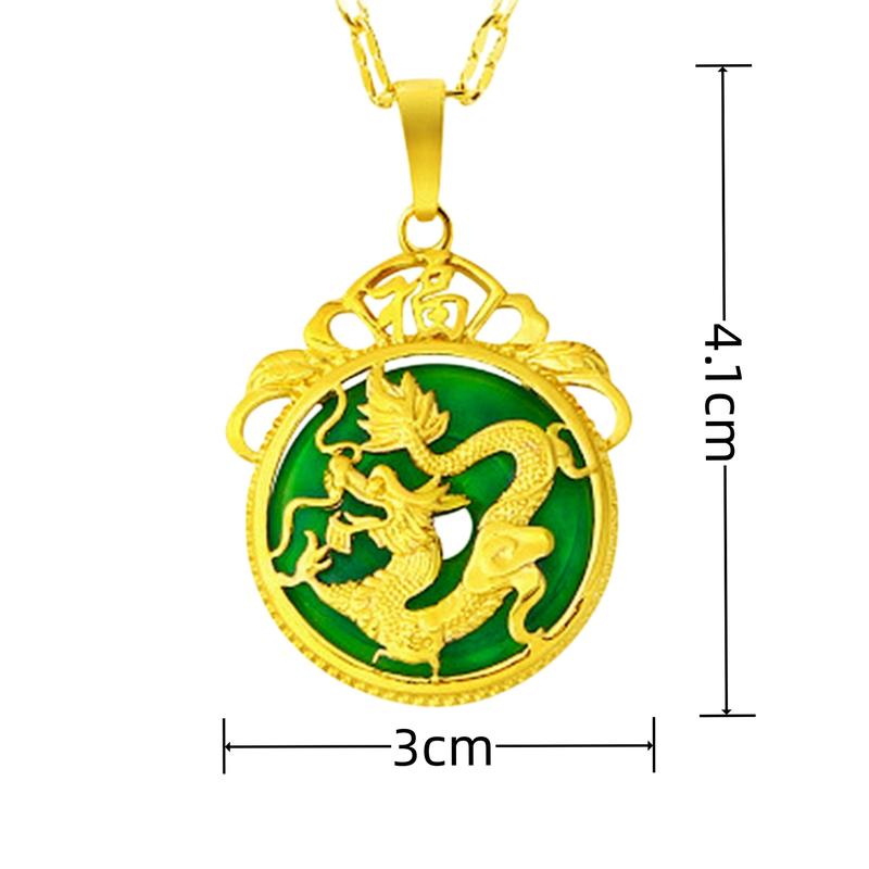 Malay Jade Tyrannosaurus Pendant Necklace(L073) 24k Gold Plated Dragon Soaring Thousands of Miles Round Disc Peace Buckle Fortune Pendant initial pendant necklace herencia  jewelry