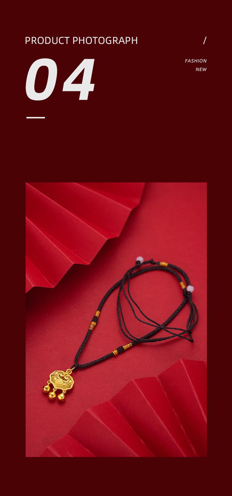 Gold Filled Family Baby Lock Pendant Blessing and Good Luck Large and Small Longevity Lock Jewelry Women's Yuanbao Gold Lock Pendant