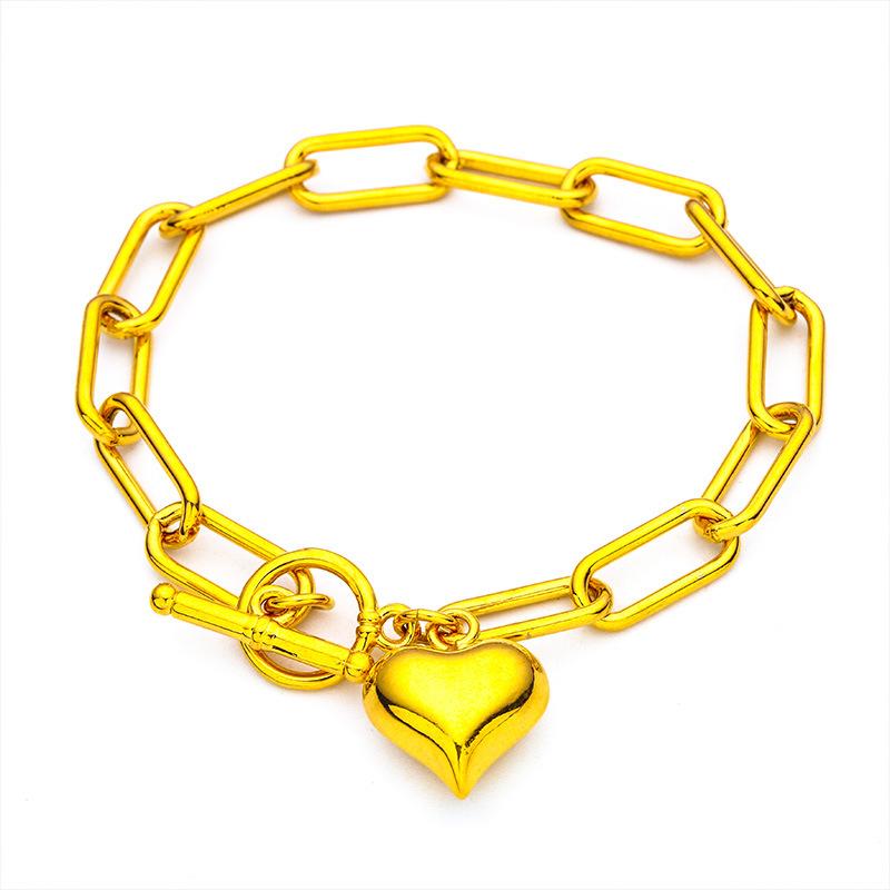24K Gold Filled Women's Fashion Heart Bracelet (L063) Jewelry Wholesale Factory Live Streaming Dropshipping Elegant Design unique design