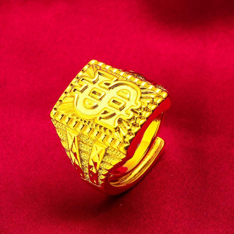Money Attraction Ring Gold Filled Men's Bold Open Abacus Fashion Large Jewelry Wholesale Handmade Wedding Copper Finish L087 unique design