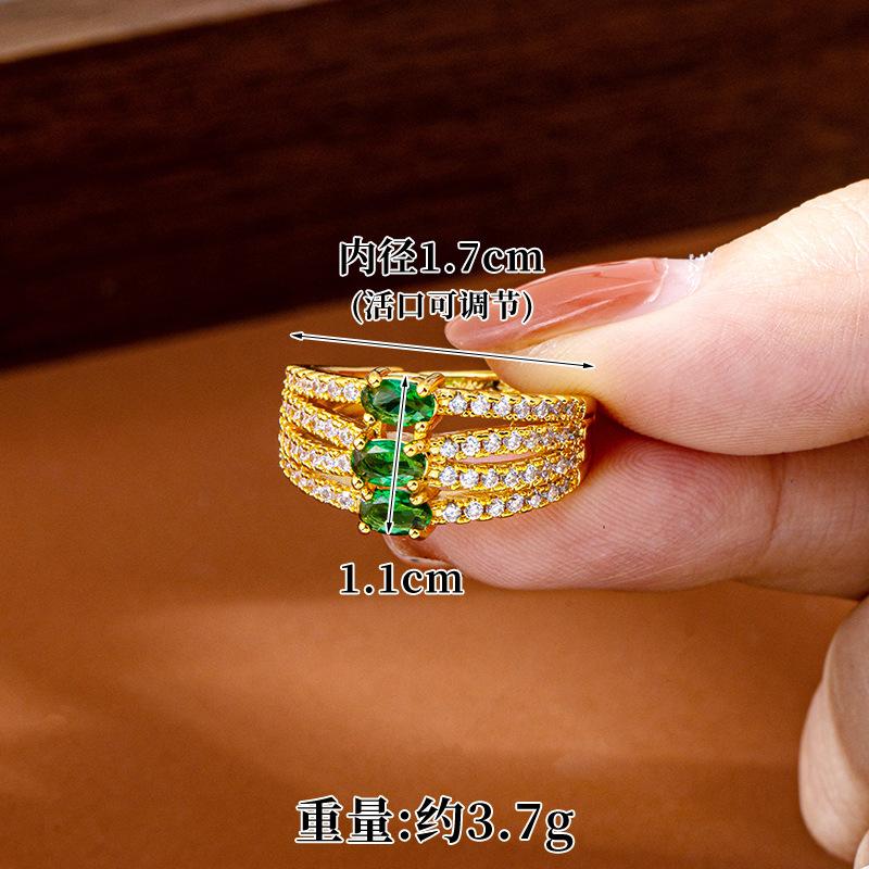 Gold-filled Index Finger Ring Luxurious Design Zircon Inlaid Line Open Ring Female Temperament Long-lasting Color Hand Jewelry dainty ring (L121) high quality fashion jewelry unique design