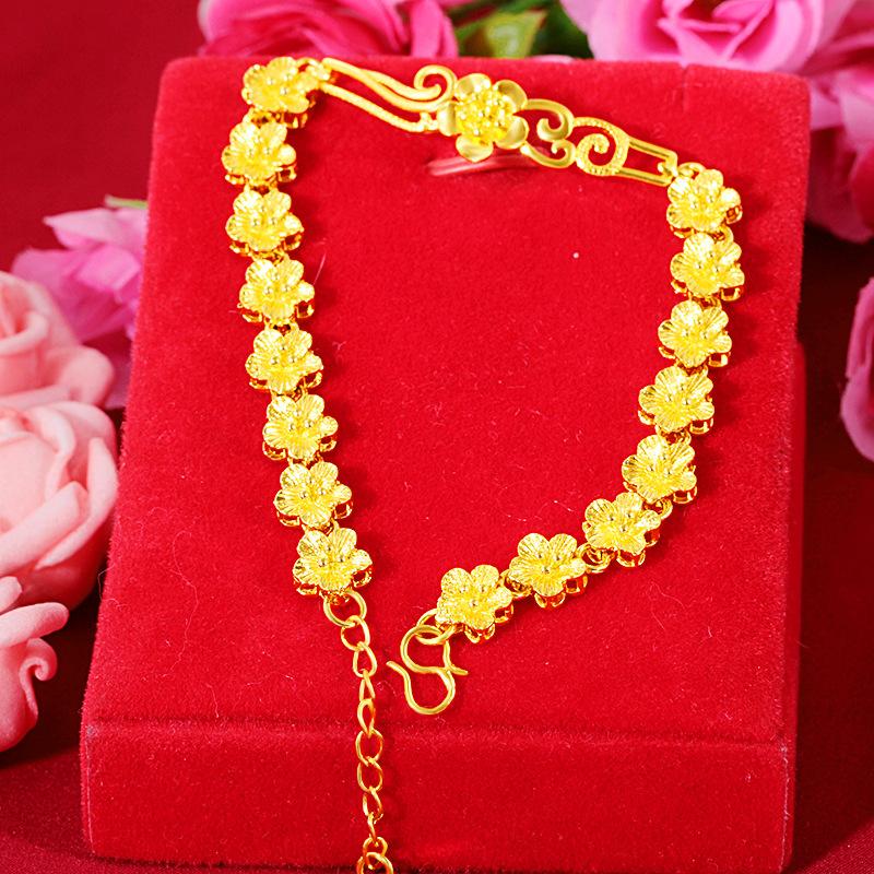 Gold Shop Style Floral Bracelet 24K Gold Filled Women's Fashion Gold-Plated Bracelet Wholesale Source(L021)