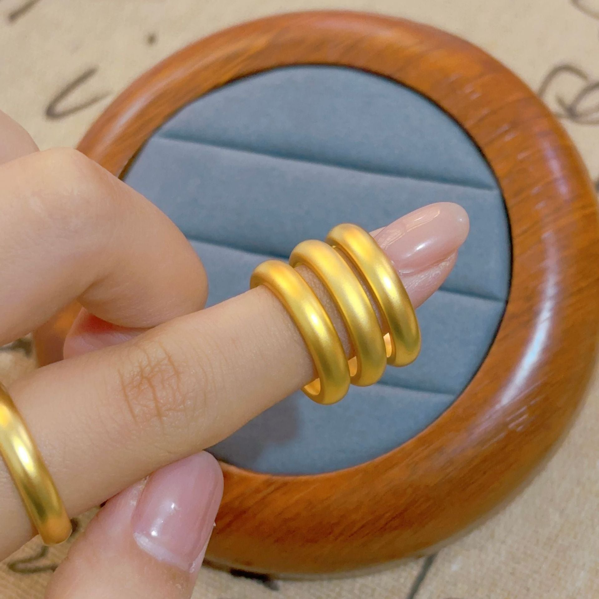 Gold Filled Premium Pearl Nickel Ancient Method Plain Ring Gold Store Same Style Plain Band Ring Imitation Gold High-Quality Texture Direct Supply