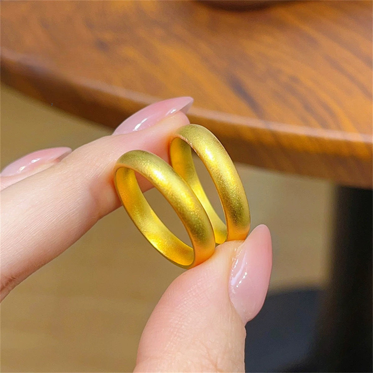 Gold Filled Alluvial Gold 999 Ancient Style Simple Bracelet Solid Frosted Closed Plain Ring Aperture Ring Classic Female Gift