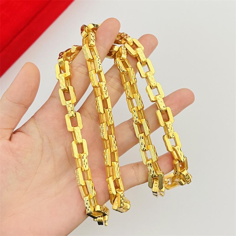 Jewelry 24K Gold Filled Jewelry Kajia Sifang Men's and Women's Necklace Ring Buckle Chain Fashion Accessories One Piece Dropshipping