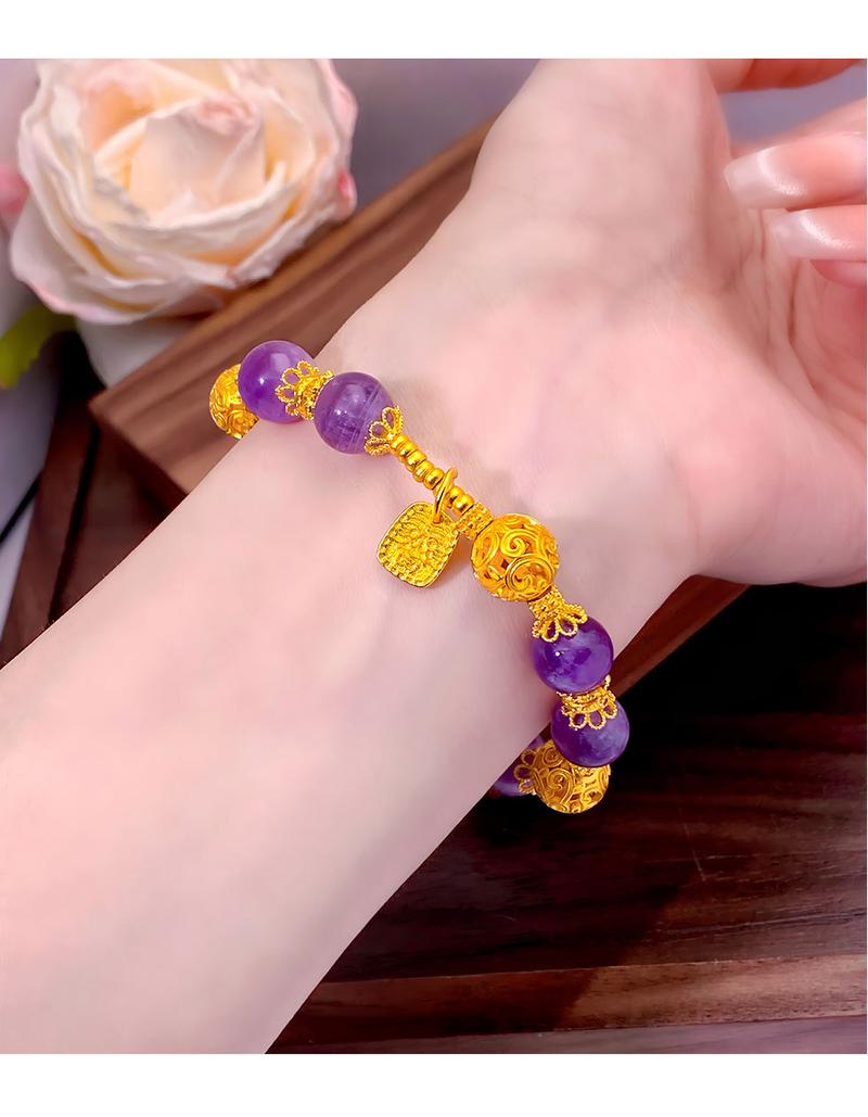 Gold-filled Amethyst Wisteria Bracelet for Women, Light Luxury, High-End Feel, Versatile Hydrangea Yellow God of Wealth Bracelet, Copper Gold-filled Jewelry popular gift elegant daily wear arpurraina money attraction bracelet unisex charm unique design