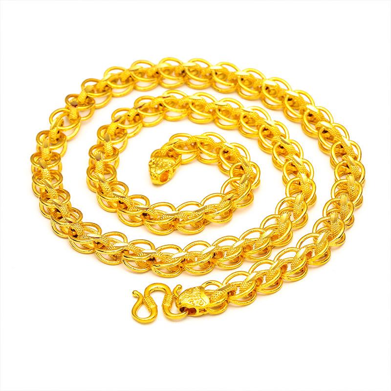 Gold Filled Men's Necklace Thai Chain Ethnic Style Brass Gold-filled Jewelry 12mm bold  necklace men hiphop jewelry (L125) unique design