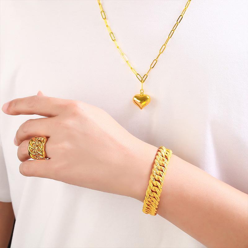 Gold Filled Heart 70cm Long Women's Small Heart Necklace (L060) S Buckle Set thrifted  necklace