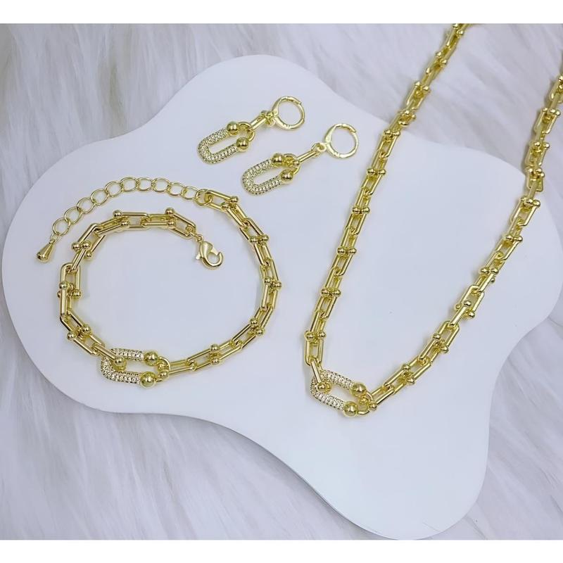 Horseshoe Buckle Necklace Thick U-shaped Gold-plated Pendant Necklace 18K Fashionable Daily Versatile Jewelry Unisex Elegant Design & Stylish Practical