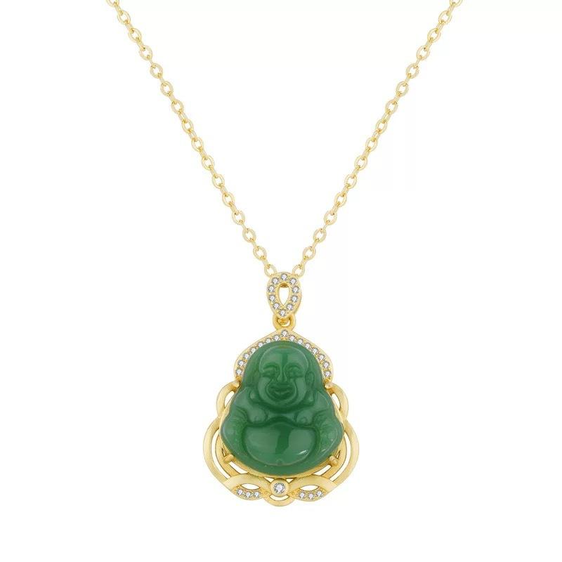 2025 New Smiling Maitreya Buddha Jade Pendant Inlaid Exquisite Simple Selected High-Quality Jewelry Live Broadcast Wholesale daily gift mom ever book necklace unique design