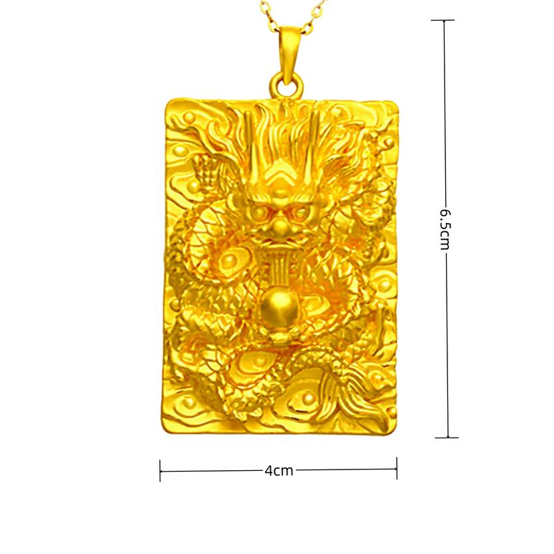 24K Gold Filled Thick Gold Filled Dragon Brand Pendant (L108) Men's Jewelry Domineering Vietnamese Gold Plated Auspicious Domineering Dragon Head Large Pendant Internet Celebrity Style Copper Crafted with Attention to Detail