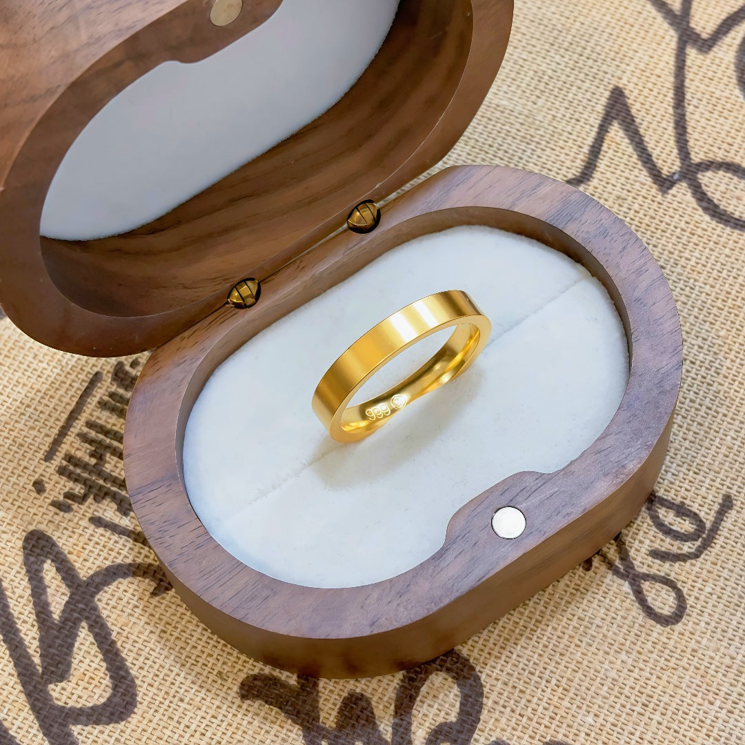 Gold Filled Premium Pearl Nickel Ancient Method Plain Ring Gold Store Same Style Plain Band Ring Imitation Gold High-Quality Texture Direct Supply