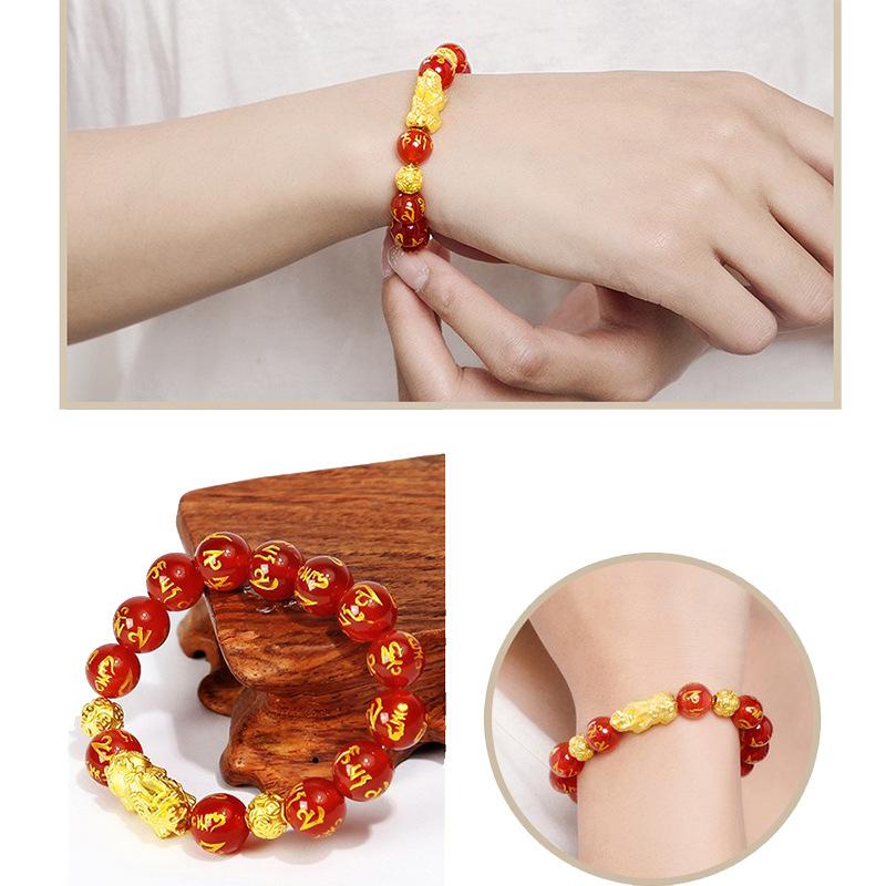 money attraction bracelet Gold Filled Pixiu Bracelet for Men and Women Imitation Gold Pixiu Obsidian Bracelet Copper Material Elegant Design Online Wholesale Women's Jewelry high  appearance  bracelet unique design