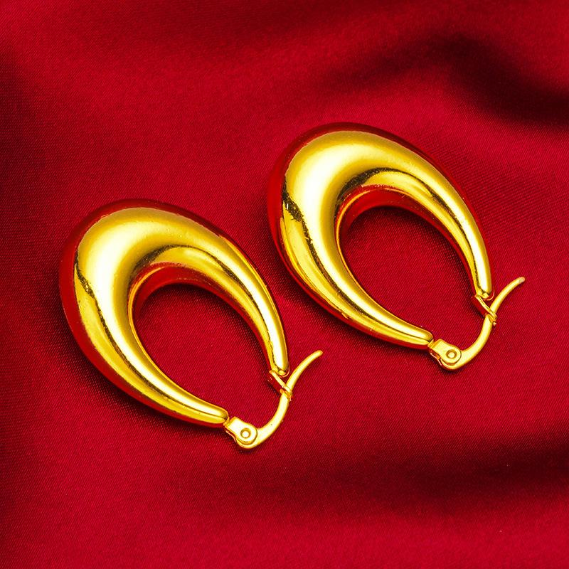 Gold Filled Women's Hip Hop Style U-shaped Earrings Jewelry Wholesale Hollow Earrings