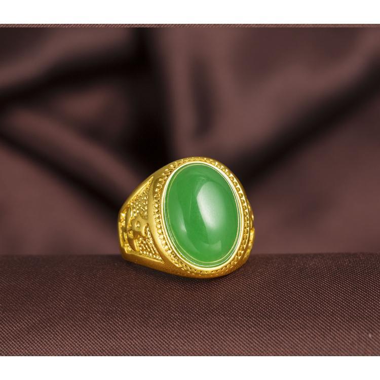 Exclusive Counter Style Stone 24K Gold Filled Ring for Men, Long-lasting Color, Brass Gold-Filled Sand Gold Jewelry Agate Ring (L118) unique design