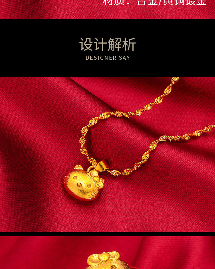 Chain Set Vietnam Sand Gold Imitation Gold Jewelry Lucky Cat Pendant Necklace Pendant for Women Manufacturer Wholesale Dropshipping