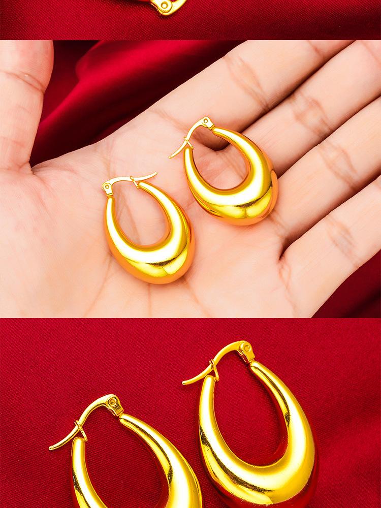 Gold Filled Women's Hip Hop U-shaped Style Earrings Jewelry Wholesale Hollow Earrings Daily Gift