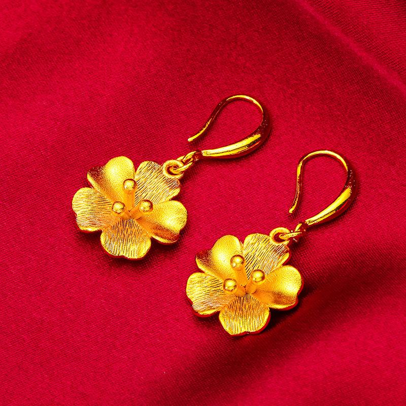 Gold Filled Women's Frosted Earrings Flower New Trendy Earrings Female Small Flower Earrings Wholesale Earrings for Women