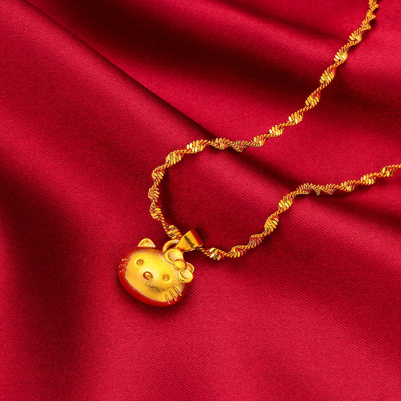 Chain Set Vietnam Sand Gold Imitation Gold Jewelry Lucky Cat Pendant Necklace Pendant for Women Manufacturer Wholesale Dropshipping