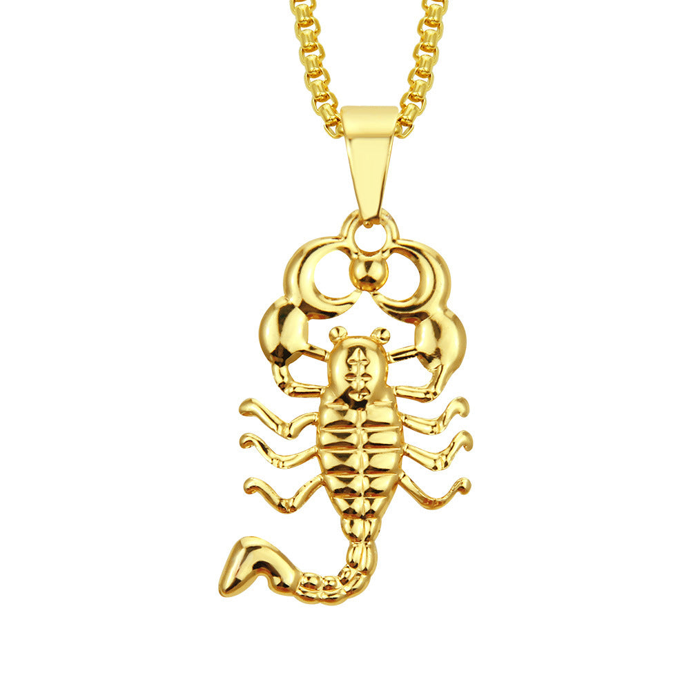 Hip-Hop Exaggerated Jewelry 18K Gold Smooth Scorpion Pendant Necklace Men's Rock Rap Pendant Women's Rock Rap Pendant Scorpion