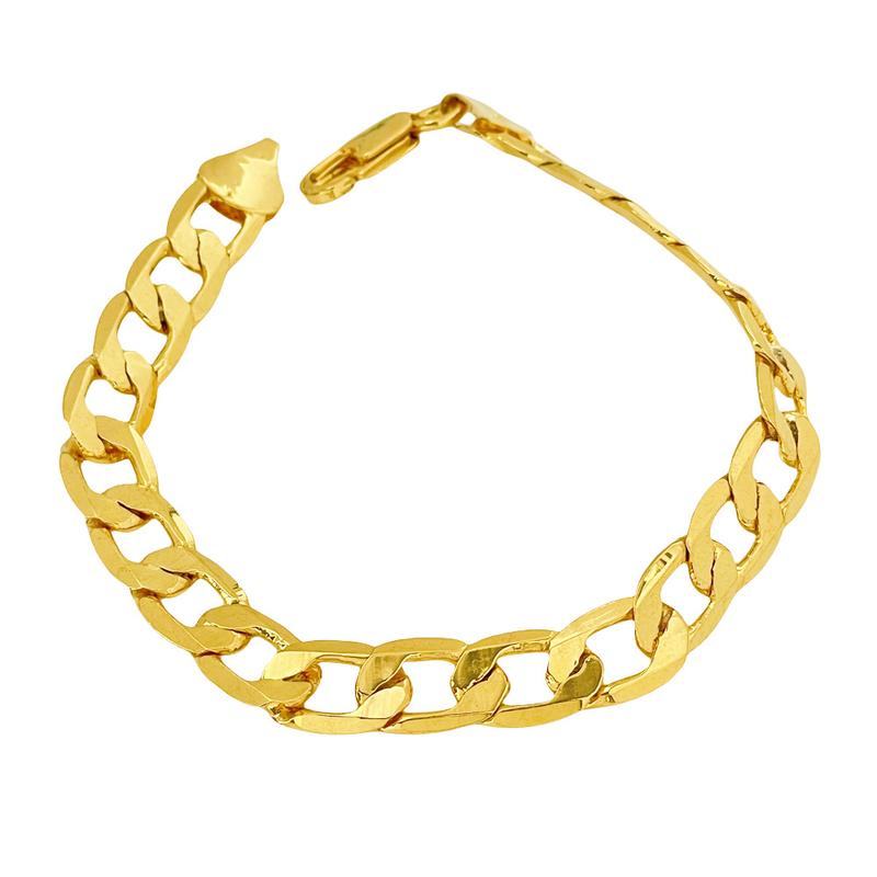 Jewelry 24k 24K Gold Filled Bracelet 10mm Side One-to-One Cuban Bracelet In Stock Direct Supply (L082)