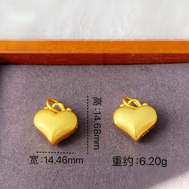 Gold Shop Sweet Ancient Method Sand Gold Heart Pendant(L011) 24K Gold-Filled Heart Necklace Pendant DIY Accessories Wholesale Gold Filled Heart-Shaped Charm