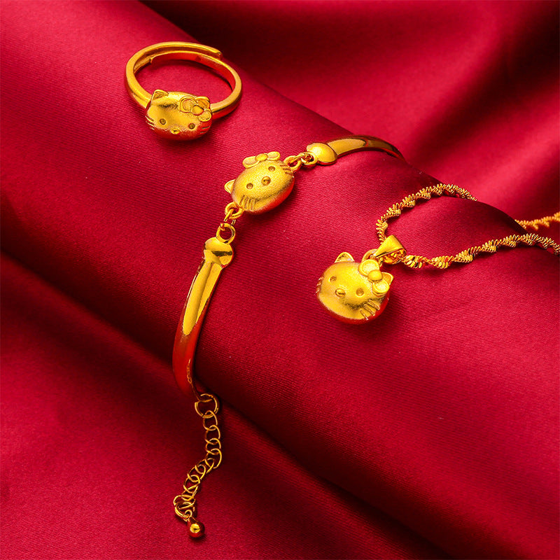 Chain Set Vietnam Sand Gold Imitation Gold Jewelry Lucky Cat Pendant Necklace Pendant for Women Manufacturer Wholesale Dropshipping