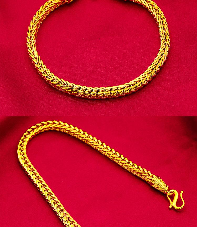Gold Filled Snake Bone Bracelet Necklace Fox Tail Chain Men's Fashion Domineering Snake Bone Chain Pendant Hanging Chain Accessory