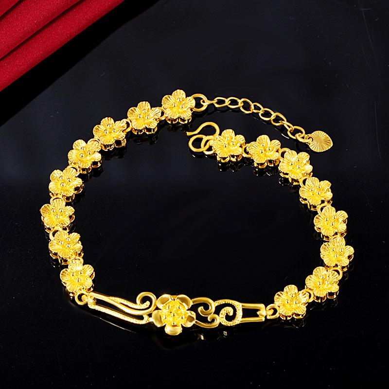 Gold Shop Style Floral Bracelet 24K Gold Filled Women's Fashion Gold-Plated Bracelet Wholesale Source(L021)